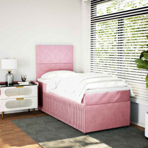 vidaXL Boxspring met matras fluweel roze 80x200 cm