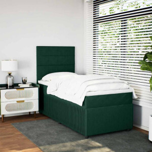 vidaXL Boxspring met matras fluweel donkergroen 80x200 cm