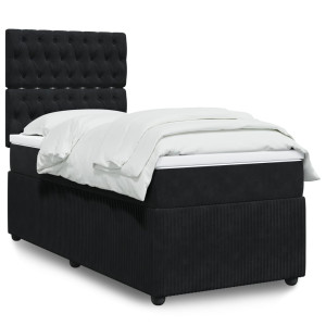 vidaXL Boxspring met matras fluweel zwart 80x200 cm