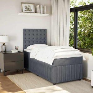vidaXL Boxspring met matras fluweel donkergrijs 80x200 cm