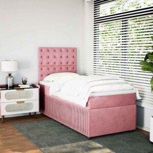 vidaXL Boxspring met matras fluweel roze 80x200 cm