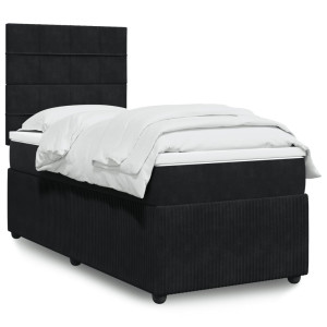 vidaXL Boxspring met matras fluweel zwart 100x200 cm