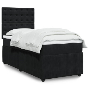 vidaXL Boxspring met matras fluweel zwart 100x200 cm