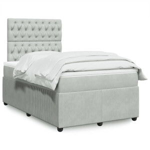 vidaXL Boxspring met matras fluweel lichtgrijs 120x200 cm