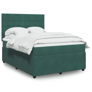 vidaXL Boxspring met matras fluweel donkergroen 160x200 cm