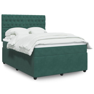 vidaXL Boxspring met matras fluweel donkergroen 160x200 cm