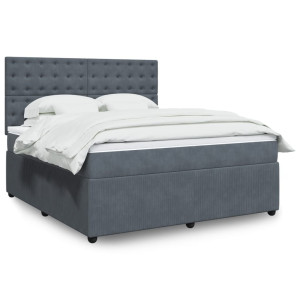 vidaXL Boxspring met matras fluweel donkergrijs 180x200 cm