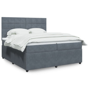 vidaXL Boxspring met matras fluweel donkergrijs 200x200 cm