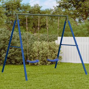 vidaXL Schommelframe voor buiten met 4 ophanghaken staal blauw