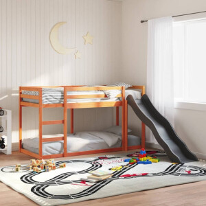 vidaXL Stapelbed met glijbaan en ladder grenenhout wasbruin 80x200 cm