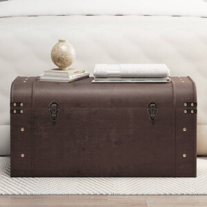 vidaXL Schatkist met sloten 79,5x39,5x39,5 cm multiplex donkerbruin