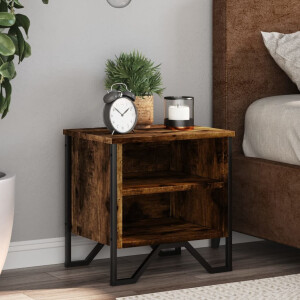 vidaXL Nachtkastje 40x30x40 cm bewerkt hout gerookt eikenkleurig