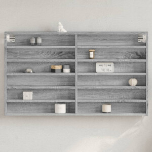 vidaXL Vitrinekast 100x8,5x58 cm bewerkt hout grijs sonoma eikenkleur