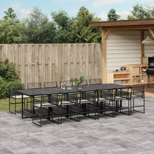 vidaXL 13-delige Tuinset met kussens poly rattan zwart
