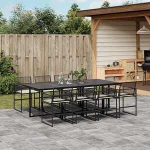 vidaXL 9-delige Tuinset poly rattan zwart