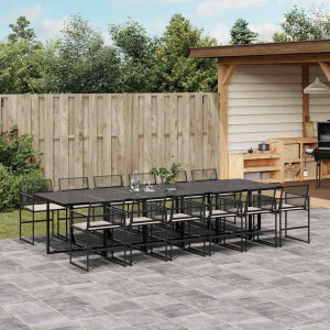 vidaXL 13-delige Tuinset met kussens poly rattan zwart