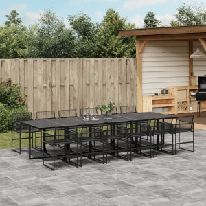 vidaXL 13-delige Tuinset poly rattan zwart