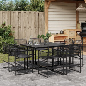vidaXL 9-delige Tuinset poly rattan zwart