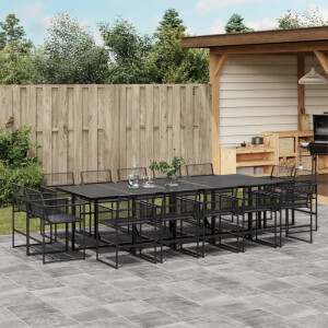 vidaXL 15-delige Tuinset poly rattan zwart