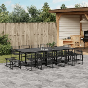 vidaXL 15-delige Tuinset poly rattan zwart