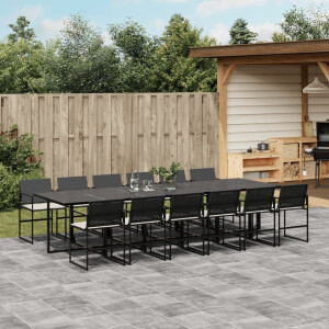 vidaXL 13-delige Tuinset met kussens poly rattan zwart