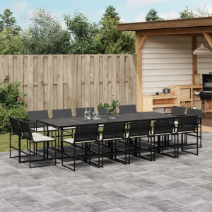vidaXL 15-delige Tuinset met kussens poly rattan zwart