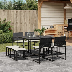 vidaXL 9-delige Tuinset poly rattan zwart