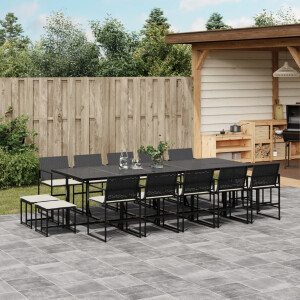 vidaXL 15-delige Tuinset met kussens poly rattan zwart