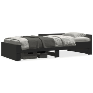 vidaXL Bedframe bewerkt hout zwart 75x190 cm