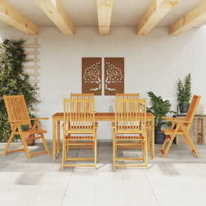 vidaXL 7-delige Tuinset 180x90x75 cm massief acaciahout