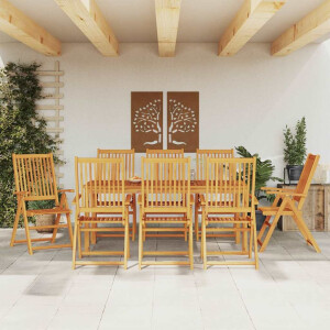 vidaXL 9-delige Tuinset 180x90x75 cm massief acaciahout