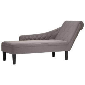 vidaXL Chaise longue met kussen en rechterarmleuning stof taupe