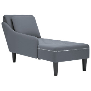 vidaXL Chaise longue met kussen&rechterarmleuning fluweel donkergrijs