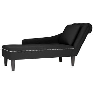 vidaXL Chaise longue met kussen en rechterarmleuning fluweel zwart