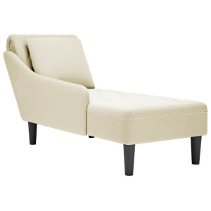 vidaXL Chaise longue met kussen&rechterarmleuning fluweel crèmekleurig