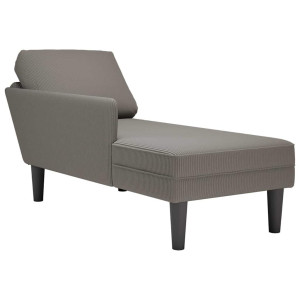 vidaXL Chaise longue met kussen corduroy stof lichtgrijs