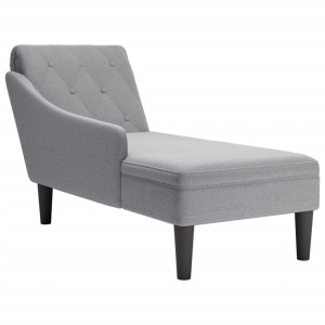 vidaXL Chaise longue met kussen en rechterarmleuning stof lichtgrijs