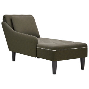 vidaXL Chaise longue met kussen&rechterarmleuning kunstleer legergroen