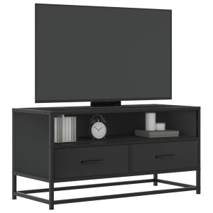 vidaXL Tv-meubel 80x34,5x40 cm bewerkt hout en metaal zwart