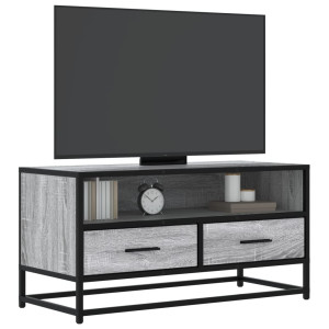 vidaXL Tv-meubel 80x34,5x40 cm bewerkt hout metaal grijs sonoma eiken