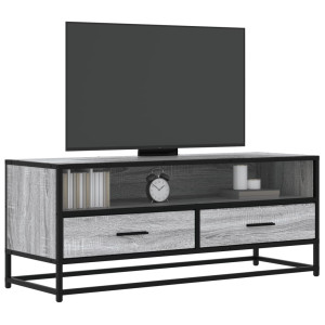 vidaXL Tv-meubel 100x34,5x40 cm bewerkt hout metaal grijs sonoma eiken