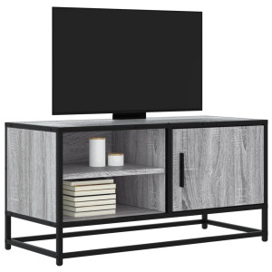 vidaXL Tv-meubel 80x34,5x40 cm bewerkt hout metaal grijs sonoma eiken