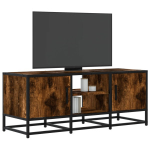 vidaXL Tv-meubel 100x35x41 cm bewerkt hout metaal gerookt eikenkleurig