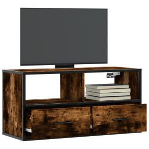 vidaXL Tv-meubel 80x31x39,5cm bewerkt hout metaal gerookt eikenkleurig