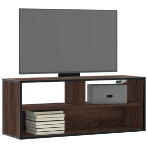 vidaXL Tv-meubel 100x31x39,5 cm bewerkt hout metaal bruin eikenkleurig