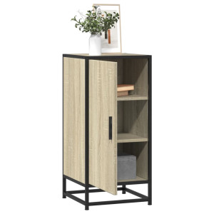 vidaXL Dressoir 35,5x35x76 cm bewerkt hout en metaal sonoma eikenkleur