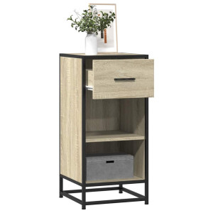 vidaXL Dressoir 35,5x35x76 cm bewerkt hout en metaal sonoma eikenkleur