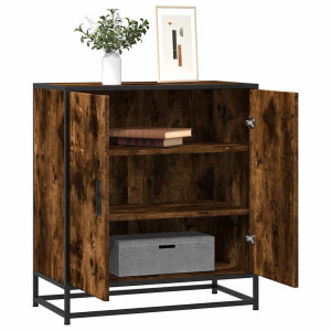 vidaXL Dressoir 68x35x76 cm bewerkt hout en metaal gerookt eiken