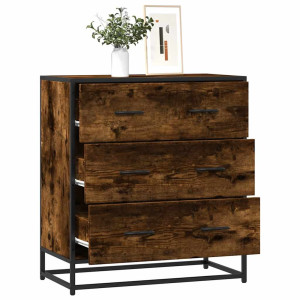 vidaXL Dressoir 68x35x76 cm bewerkt hout en metaal gerookt eiken