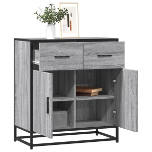 vidaXL Dressoir 68x35x76 cm bewerkt hout en metaal grijs sonoma